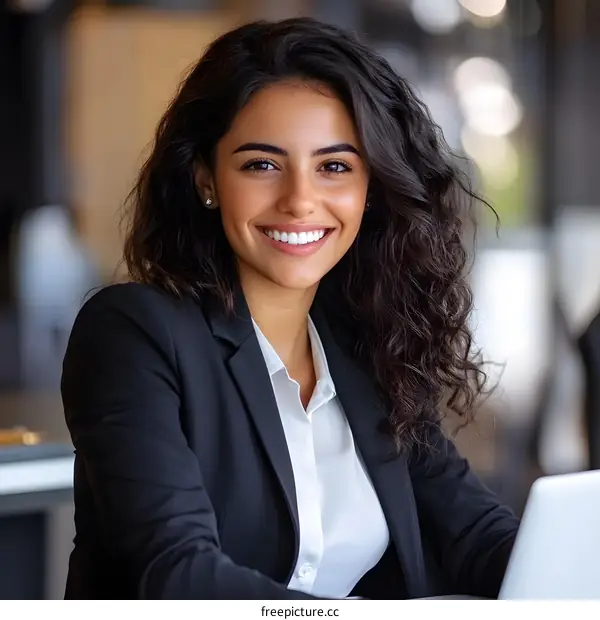 Smiling Businesswoman with Laptop