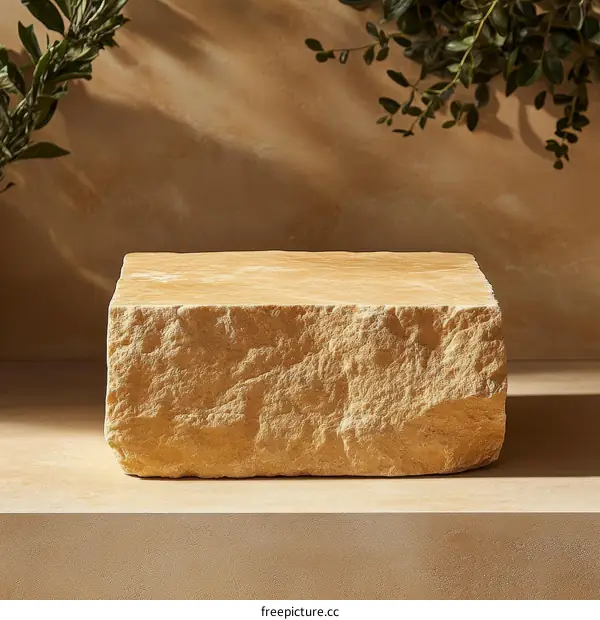Natural Stone Display Platform in Beige Tones