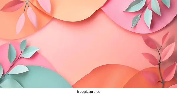 Pastel Color Paper Cut Leaves Background