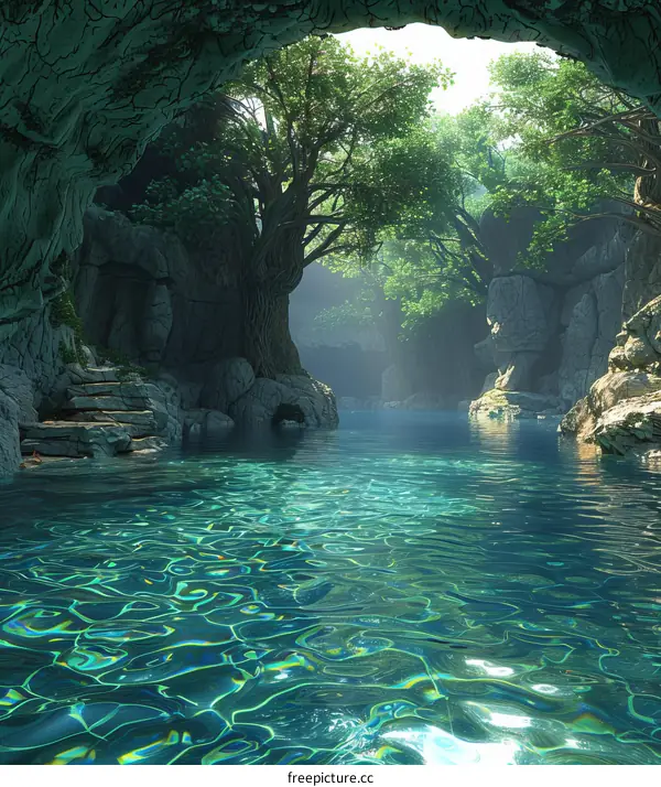 Fantasy Forest River Landscape