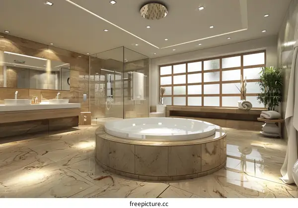 Luxury Modern Bathroom Design with Round Tub