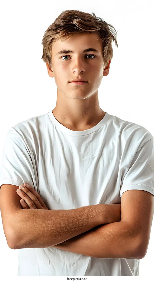 Portrait of a teenage boy with crossed arms