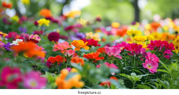 Colorful Flower Garden In Spring