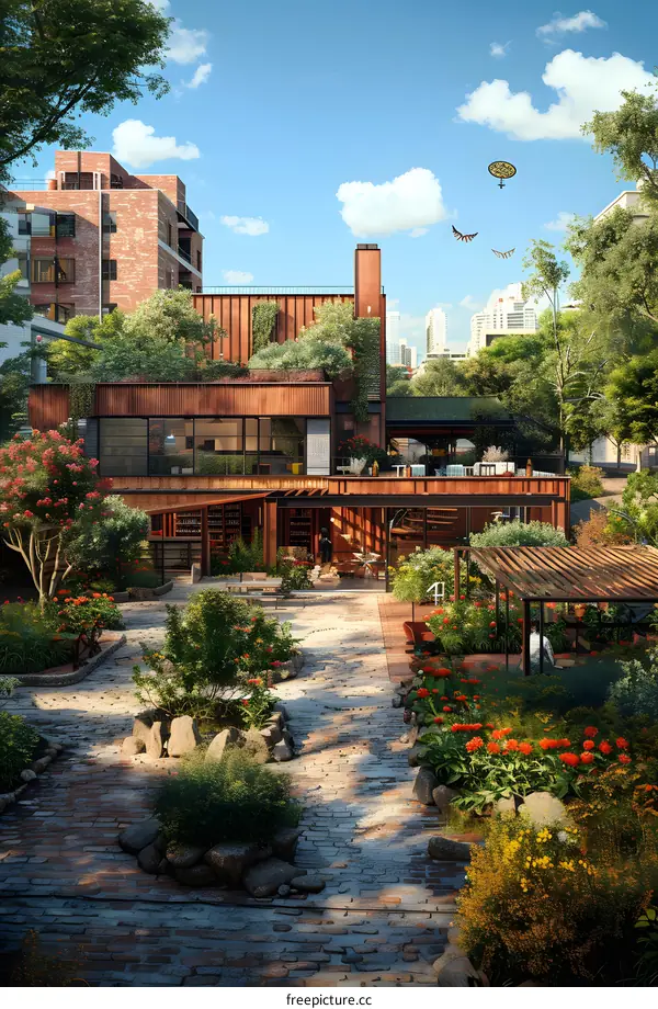 Courtyard house with a garden