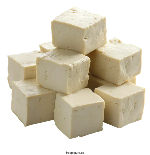 [Transparent Background PNG]Stacked Cubes of Fresh Tofu