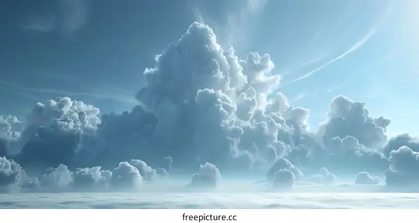 Cumulus cloudscape with blue sky background