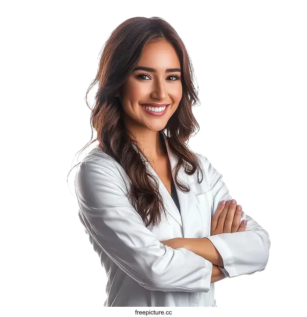 [Transparent Background PNG]Confident Female Doctor Portrait