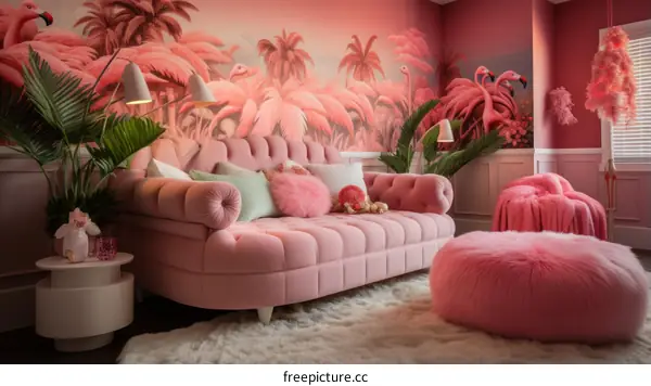 pink flamingo living room