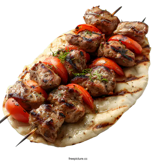 [Transparent Background PNG]meat tomatoes and pita bread