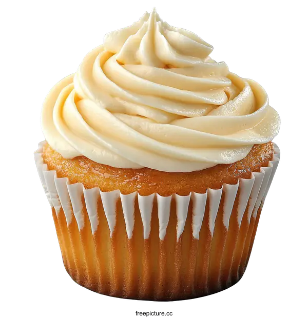 [Transparent Background PNG]Delicious Vanilla Cupcake with Creamy Frosting