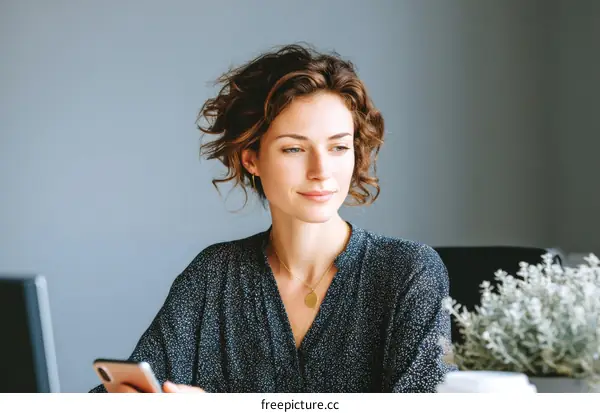 Focused Woman Working at Home
