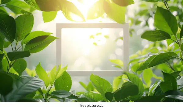 Sunlight shining through the leaves of a lush green plant