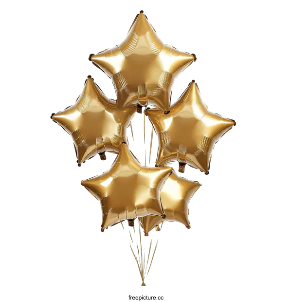 [Transparent Background PNG]Golden Star Balloons Festive Decoration
