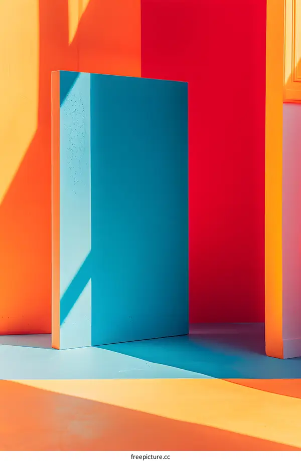 Abstract Geometric Shapes With Colorful Walls And Shadow