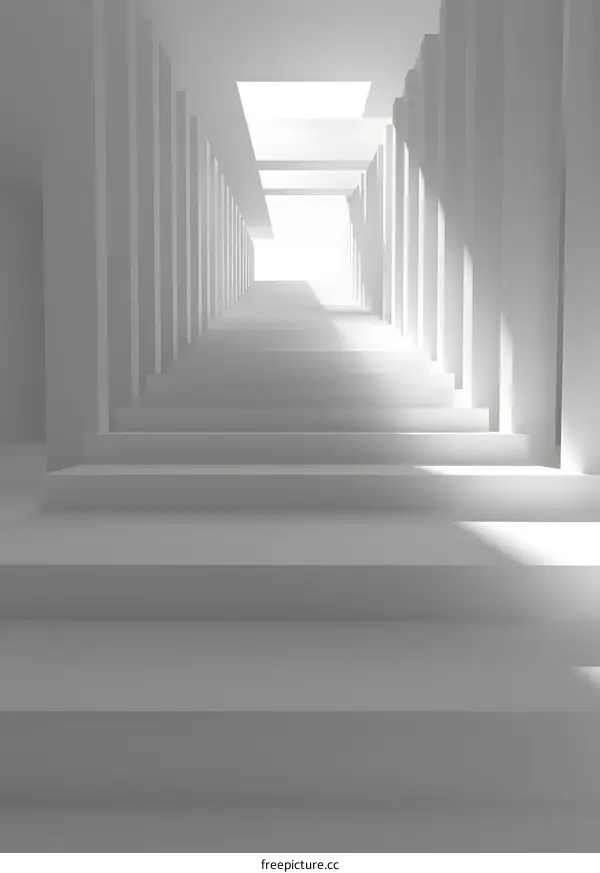 White Stairway to Light Abstract Minimalist Design