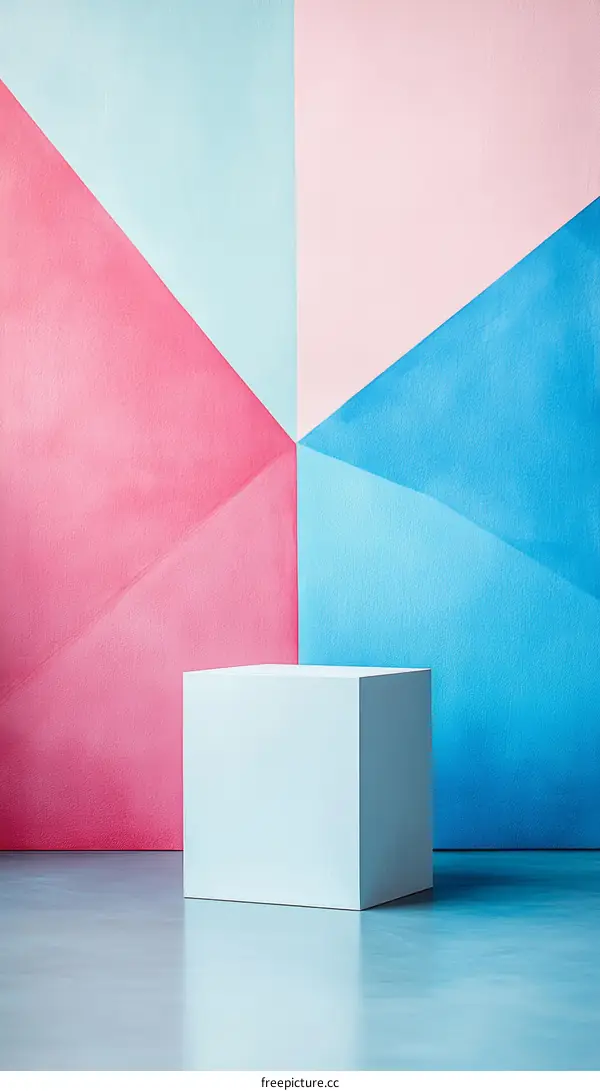 Geometric Display Cube with Pastel Backgrounds