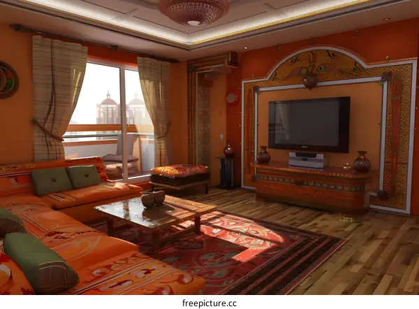 Modern Living Room Interior Design with Moroccan Style