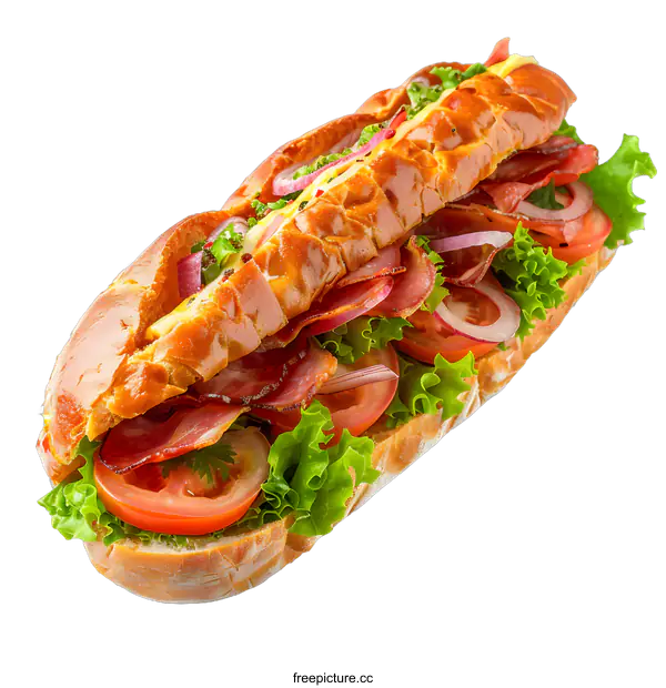 [Transparent Background PNG]Delicious Sub Sandwich on White Background