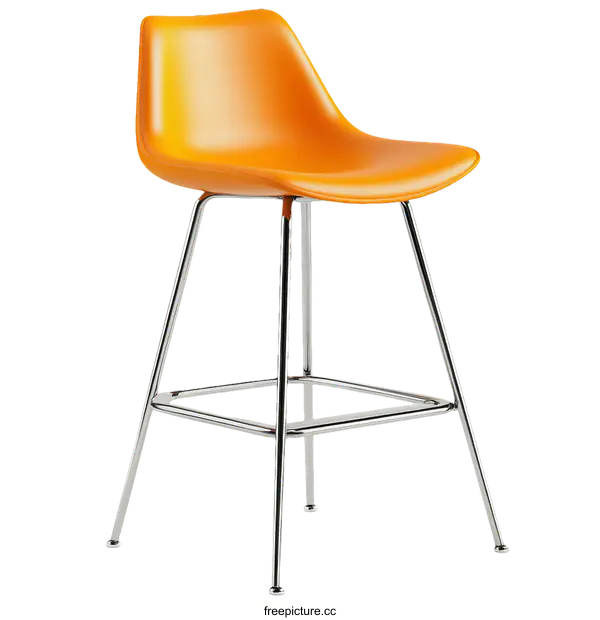 [Transparent Background PNG]Modern Orange Bar Stools with Chrome Legs