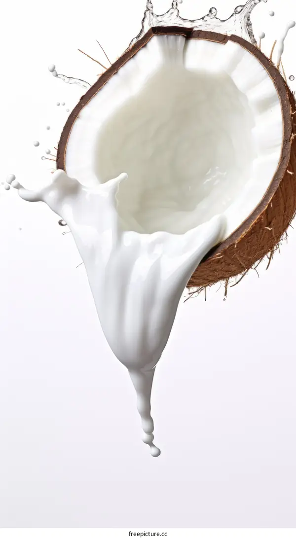 Coconut Milk Splashing from Broken Coconut