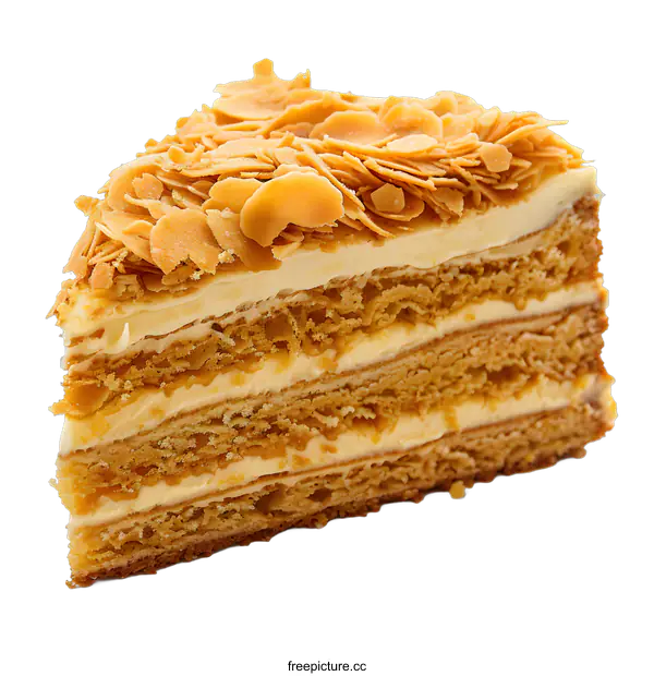 [Transparent Background PNG]Slice of almond cake