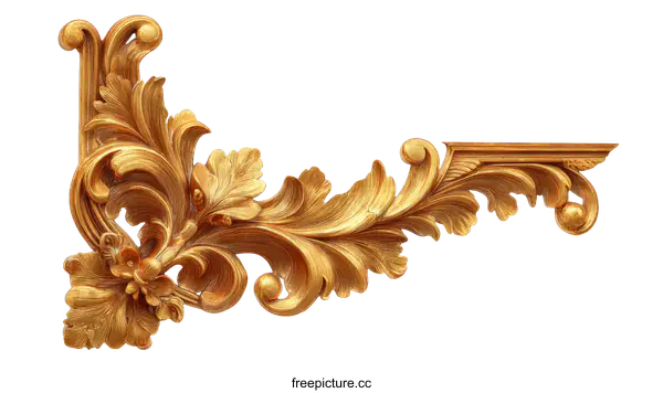 [Transparent Background PNG]Golden Decorative Corner Ornament