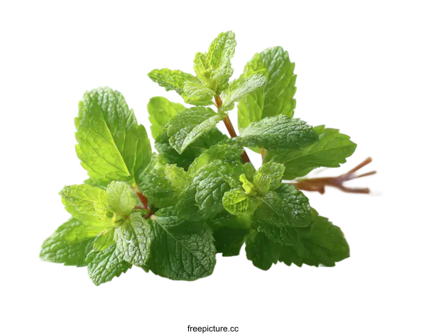 [Transparent Background PNG]Fresh Mint Leaves Close Up