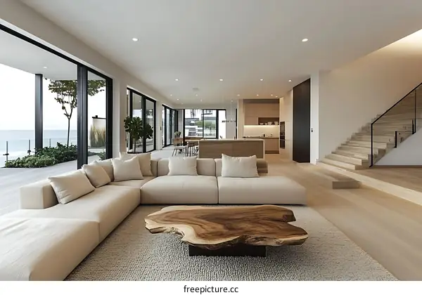 Modern Coastal Living Room with Ocean View