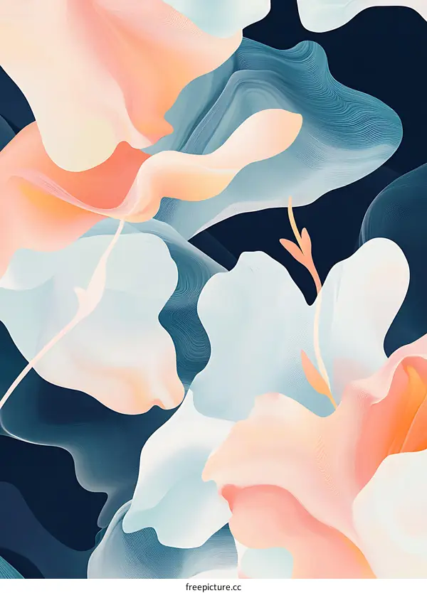 Abstract Blue and Pink Floral Illustration