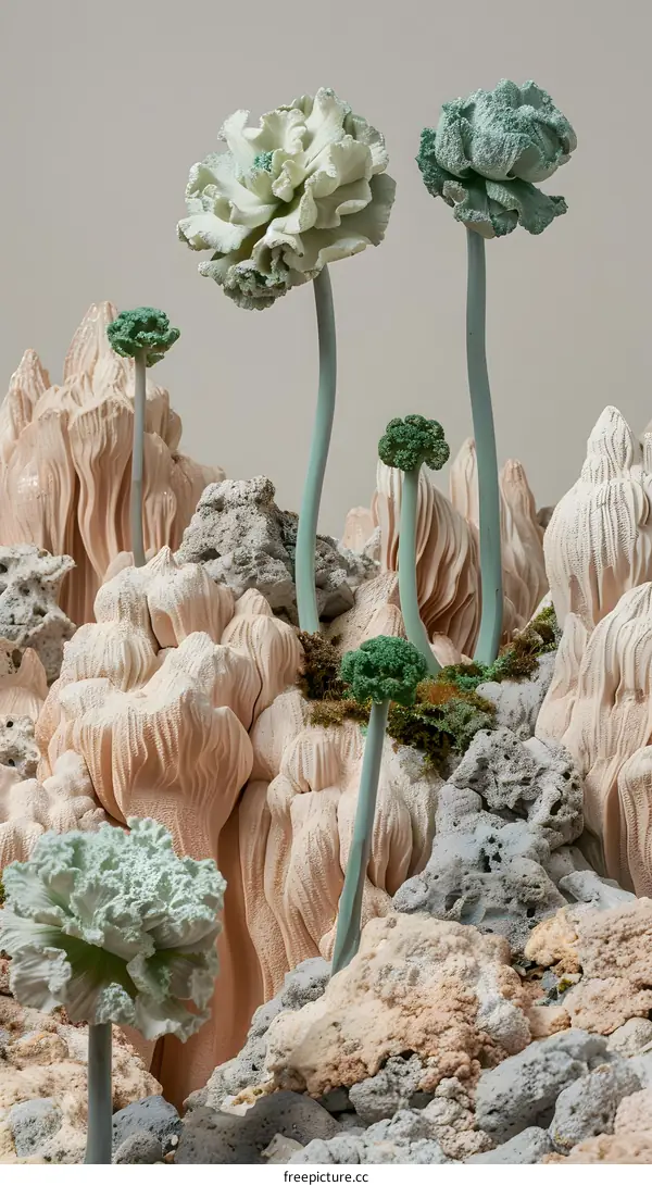 Abstract Flower Sculpture on a Textured Background