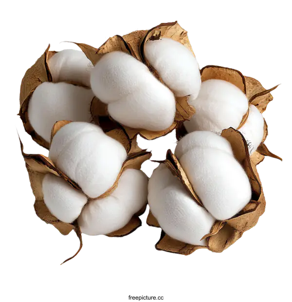 [Transparent Background PNG]Close-up View of Cotton Bolls