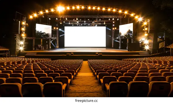 Empty Concert Stage With Chairs