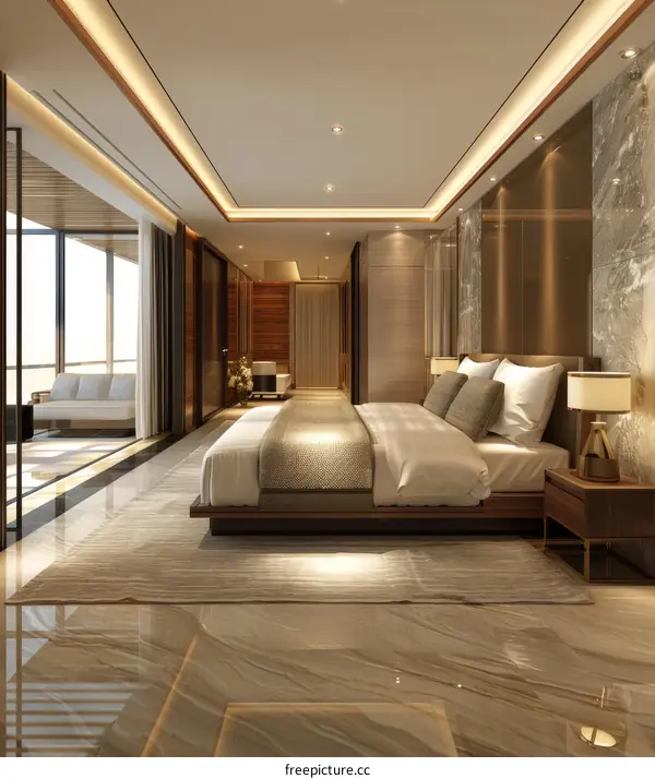 Luxury Hotel Room with Balcony and Skyline View