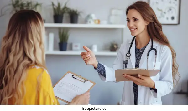 Female Doctor Consulting Patient in Medical Office