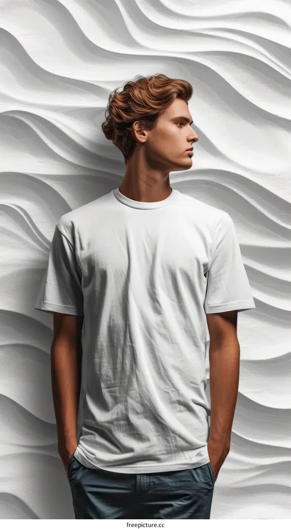 Portrait of a young man with brown hair wearing a white shirt