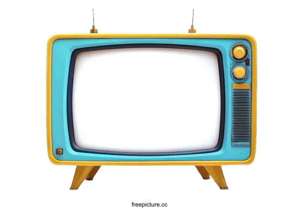 [Transparent Background PNG]Retro Television Illustration with Empty Screen