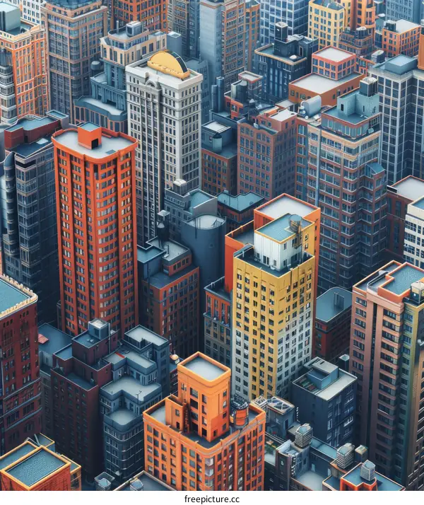 A Bird's-Eye View of a Densely Populated City's Skyline