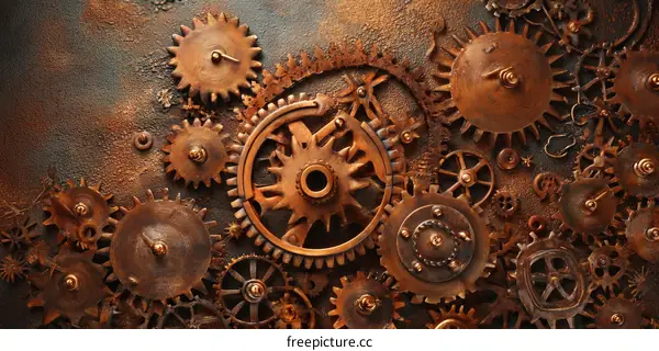 Detailed steampunk gears and cogs background design
