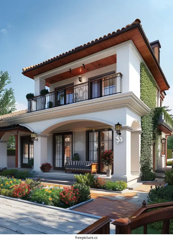 Elegant Two-Story House Exterior Design