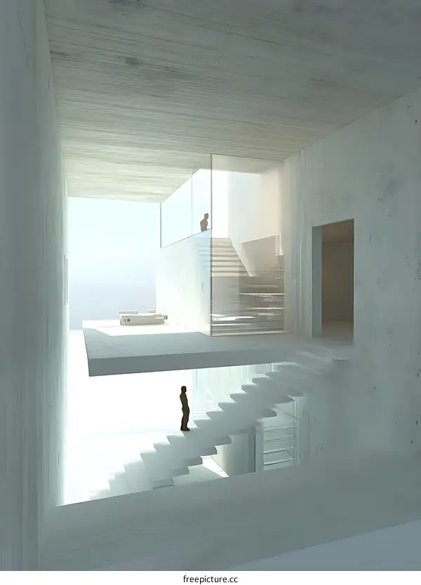 Minimalist Concrete Interior Design With Staircase