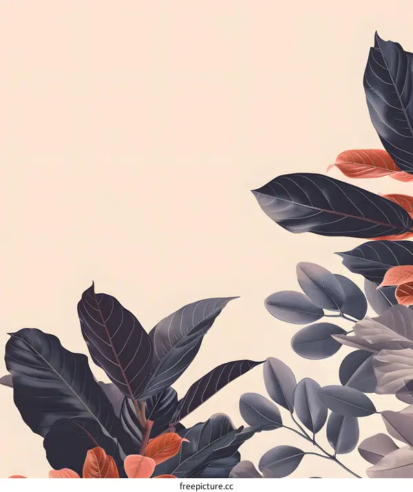 Tropical Leaves on Beige Background