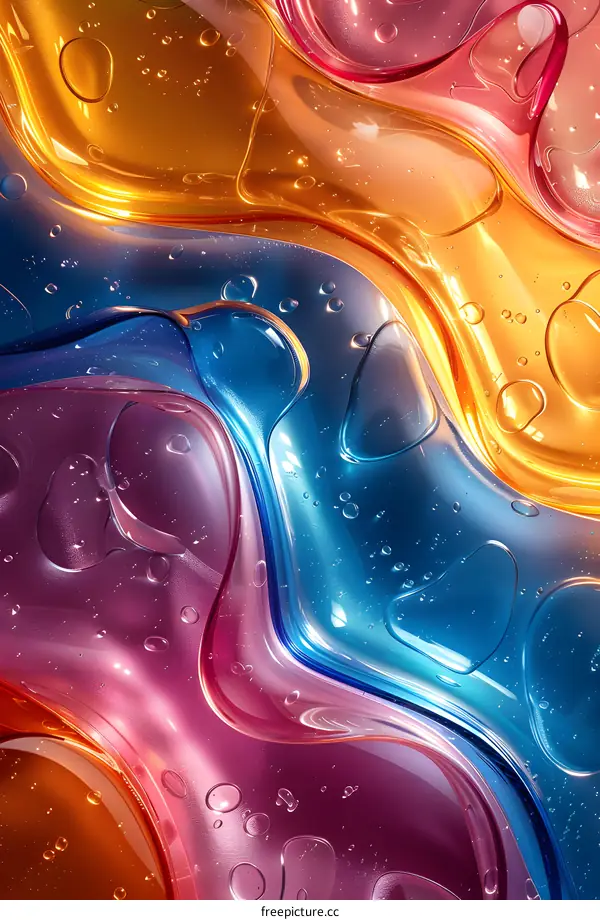 Colorful abstract painting with blue, orange and purple colors