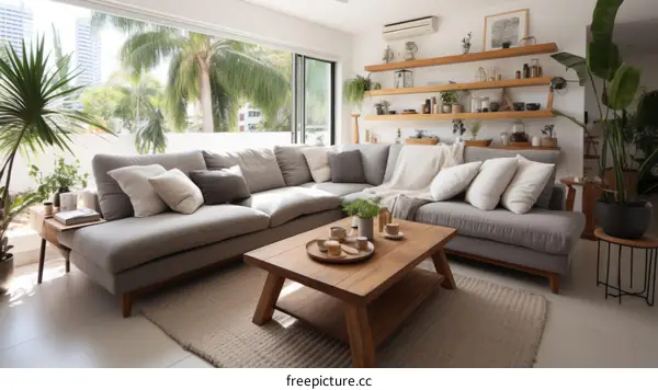 Comfortable and Stylish Living Room with Sectional Sofa