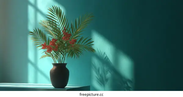 Stylish Still Life with Tropical Plants and Flowers