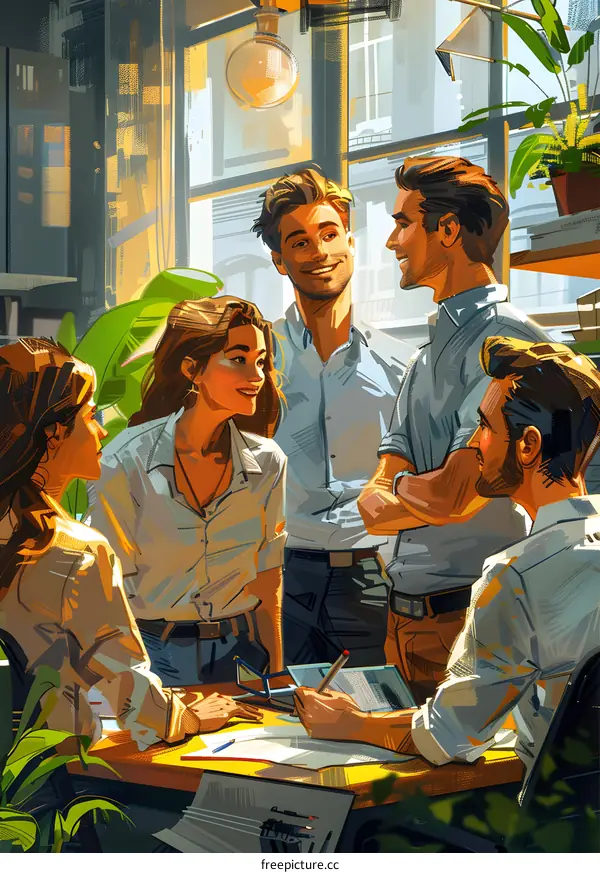 Teamwork and Collaboration in a Modern Office Setting