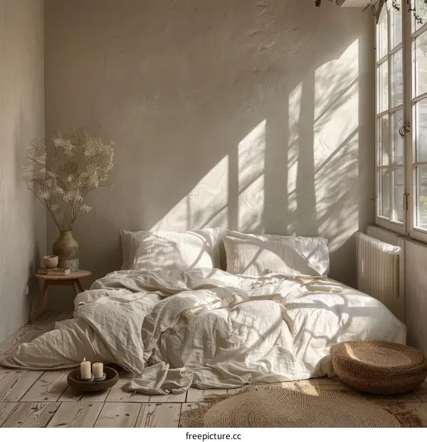 Cozy Minimalist Bedroom with Sunlight