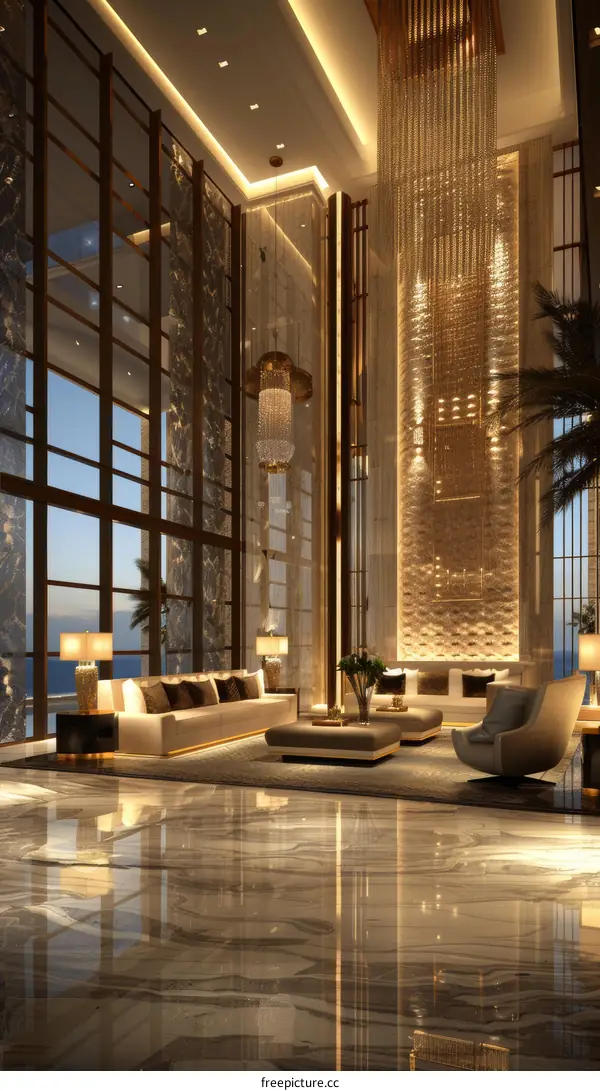 A magnificent hotel lobby