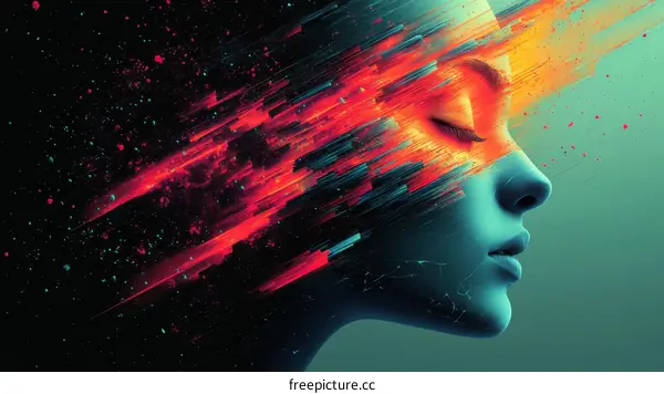 Abstract Colorful Female Portrait Illustration