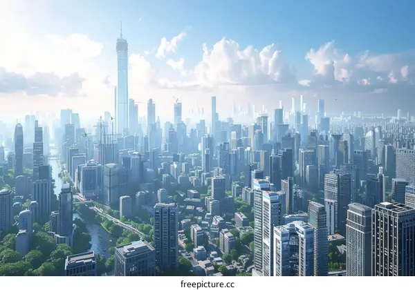 Futuristic Cityscape Aerial View