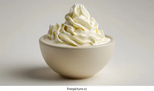 Whipped cream in a bowl
